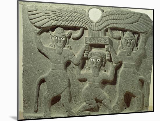 Relief Depicting Gilgamesh Between Two Bull-Men Supporting a Winged Sun Disk, Fr.Tell-Halaf, Syria-null-Mounted Giclee Print