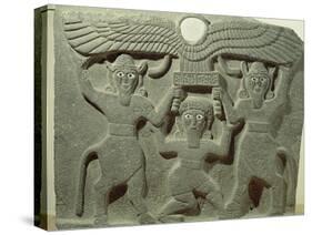 Relief Depicting Gilgamesh Between Two Bull-Men Supporting a Winged Sun Disk, Fr.Tell-Halaf, Syria-null-Stretched Canvas