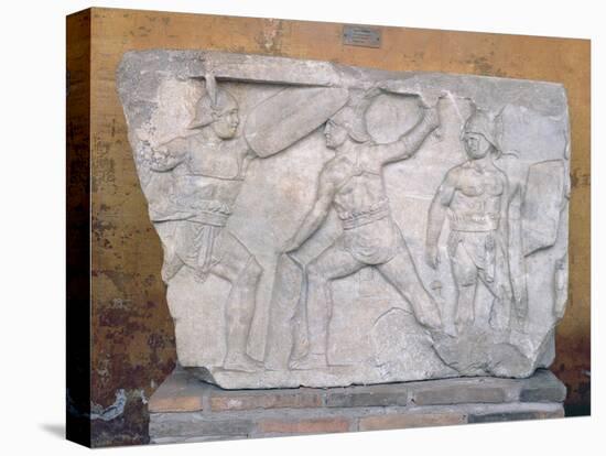 Relief Depicting Gladiators in Combat-Roman-Stretched Canvas