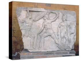 Relief Depicting Gladiators in Combat-Roman-Stretched Canvas