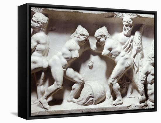 Relief Depicting Gym Scene-null-Framed Stretched Canvas