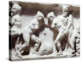 Relief Depicting Gym Scene-null-Stretched Canvas