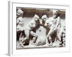 Relief Depicting Gym Scene-null-Framed Giclee Print