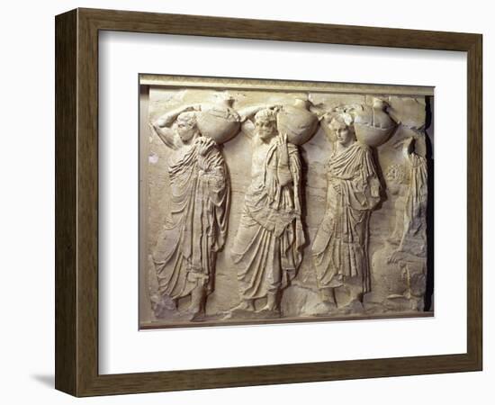 Relief Depicting Hydria Carriers from the North Frieze of the Parthenon, circa 447-432 BC-null-Framed Giclee Print