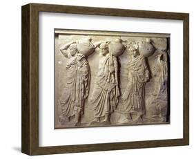 Relief Depicting Hydria Carriers from the North Frieze of the Parthenon, circa 447-432 BC-null-Framed Giclee Print