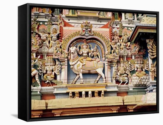 Relief Depicting Shiva and Parvati Riding on Nandi-null-Framed Stretched Canvas