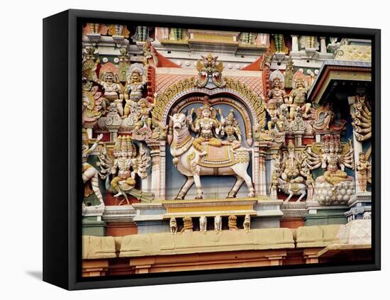 Relief Depicting Shiva and Parvati Riding on Nandi-null-Framed Stretched Canvas