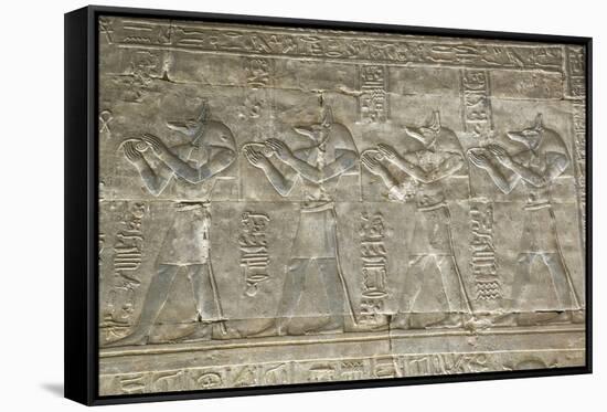 Relief Depicting the God Anubis, Temple of Horus, Edfu, Egypt, North Africa, Africa-Richard Maschmeyer-Framed Stretched Canvas