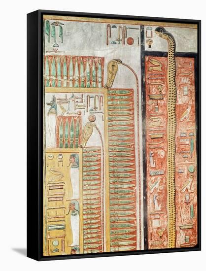 Relief Depicting the Path Which the Dead Must Cross to the Afterlife, from the Tomb of Seti I-Egyptian 19th Dynasty-Framed Stretched Canvas