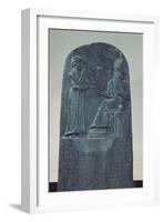 Relief Figure of the Sun God Shamash Dictating His Laws to King Hammurabi on His Famous Law Code-null-Framed Giclee Print