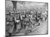 Relief French Infantry Passing a Line of Prisoners, Plessis-De-Roye, Picardy, France, 30 March 1918-null-Mounted Giclee Print