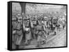 Relief French Infantry Passing a Line of Prisoners, Plessis-De-Roye, Picardy, France, 30 March 1918-null-Framed Stretched Canvas