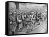 Relief French Infantry Passing a Line of Prisoners, Plessis-De-Roye, Picardy, France, 30 March 1918-null-Framed Stretched Canvas