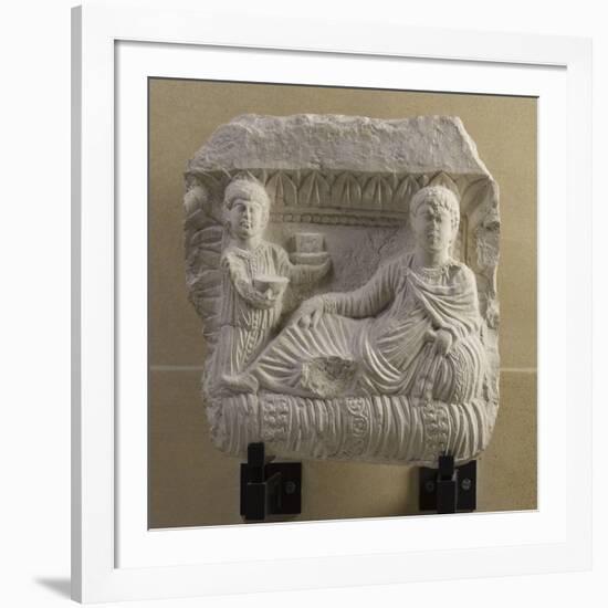 Relief funéraire : scène de banquet-null-Framed Giclee Print