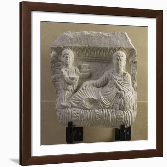 Relief funéraire : scène de banquet-null-Framed Giclee Print