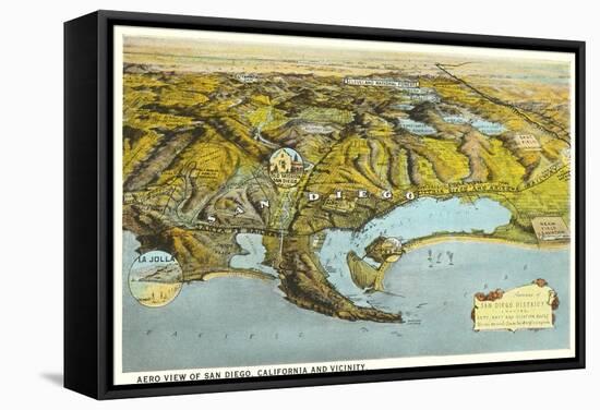 Relief Map of San Diego, California-null-Framed Stretched Canvas
