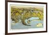 Relief Map of San Diego, California-null-Framed Premium Giclee Print