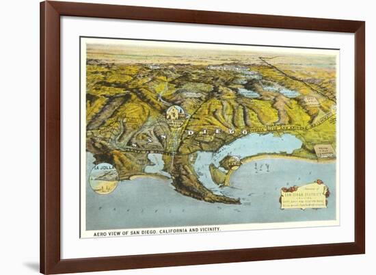 Relief Map of San Diego, California-null-Framed Premium Giclee Print