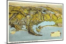 Relief Map of San Diego, California-null-Mounted Art Print