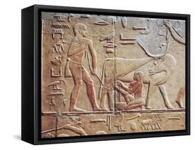 Relief of Agricultural Works. Workers and Cow at Necropolis-null-Framed Stretched Canvas