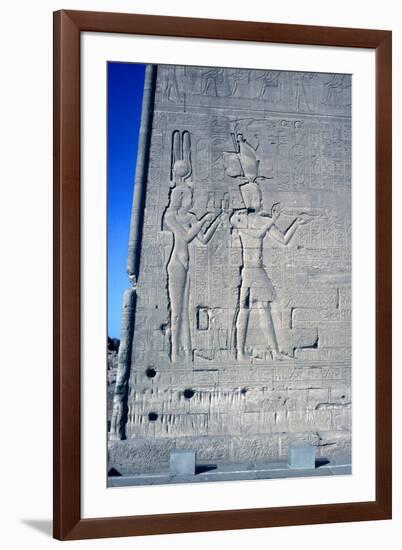 Relief of Cleopatra and Caesarion, Temple of Hathor, Dendera, Egypt, c125 BC-c60 AD-Unknown-Framed Giclee Print