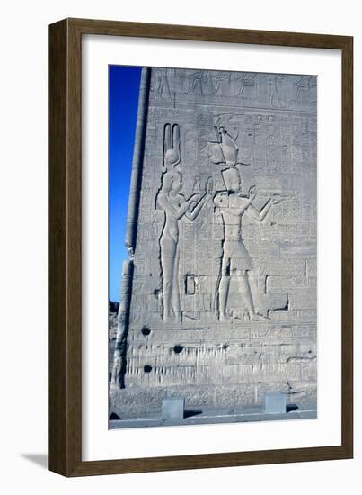 Relief of Cleopatra and Caesarion, Temple of Hathor, Dendera, Egypt, c125 BC-c60 AD-Unknown-Framed Giclee Print