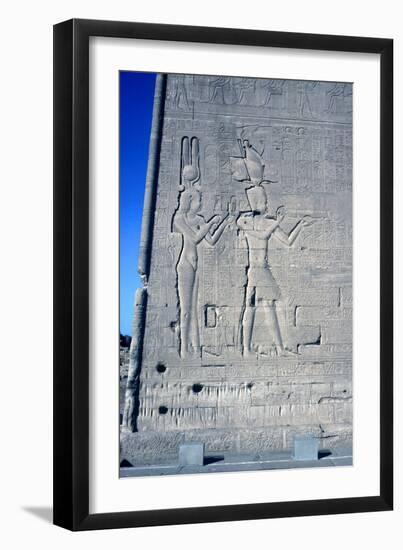 Relief of Cleopatra and Caesarion, Temple of Hathor, Dendera, Egypt, c125 BC-c60 AD-Unknown-Framed Giclee Print