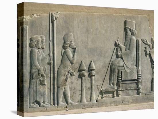 Relief of the Enthronement of Darius, Persepolis, Unesco World Heritage Site, Iran, Middle East-Desmond Harney-Stretched Canvas