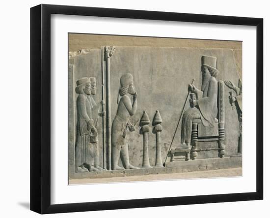 Relief of the Enthronement of Darius, Persepolis, Unesco World Heritage Site, Iran, Middle East-Desmond Harney-Framed Photographic Print