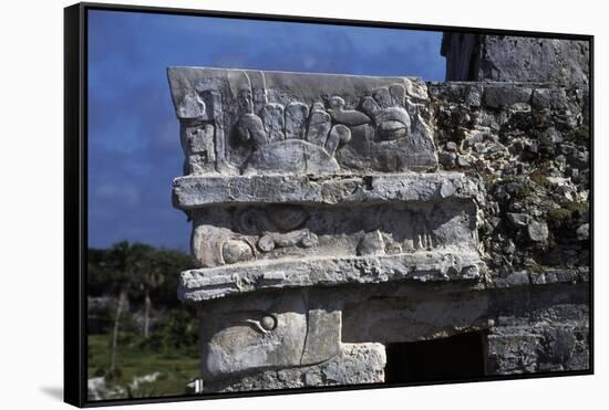 Relief of the God Chac, Temple of the Frescoes, Tulum, Quintana Roo, Mexico-null-Framed Stretched Canvas