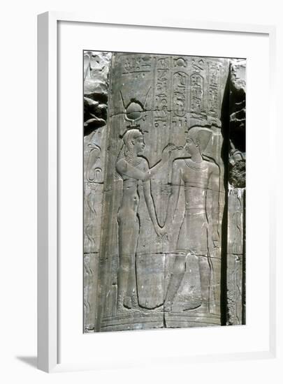 Relief of the goddess Hathor, Temple of Horus, Edfu, Egypt, Ptolemaic Period, c251 BC-c246 BC-Unknown-Framed Giclee Print