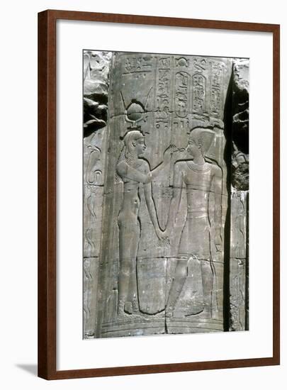 Relief of the goddess Hathor, Temple of Horus, Edfu, Egypt, Ptolemaic Period, c251 BC-c246 BC-Unknown-Framed Giclee Print