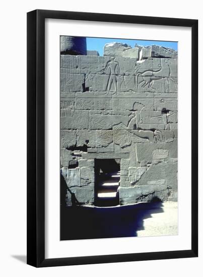 Relief of the Pharoah in chariot riding down his enemies, Temple of Amun, Karnak, c14th century BC-Unknown-Framed Premium Giclee Print