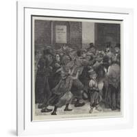 Relief of the Unemployed in London, Giving Out Soup-Tickets-null-Framed Giclee Print