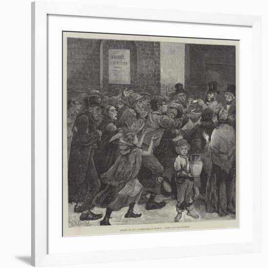 Relief of the Unemployed in London, Giving Out Soup-Tickets-null-Framed Giclee Print