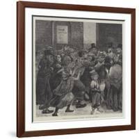 Relief of the Unemployed in London, Giving Out Soup-Tickets-null-Framed Giclee Print