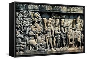 Relief Showing Scene from a Sutra, Barabudur, Java, C750-850-null-Framed Stretched Canvas