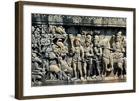 Relief Showing Scene from a Sutra, Barabudur, Java, C750-850-null-Framed Photographic Print