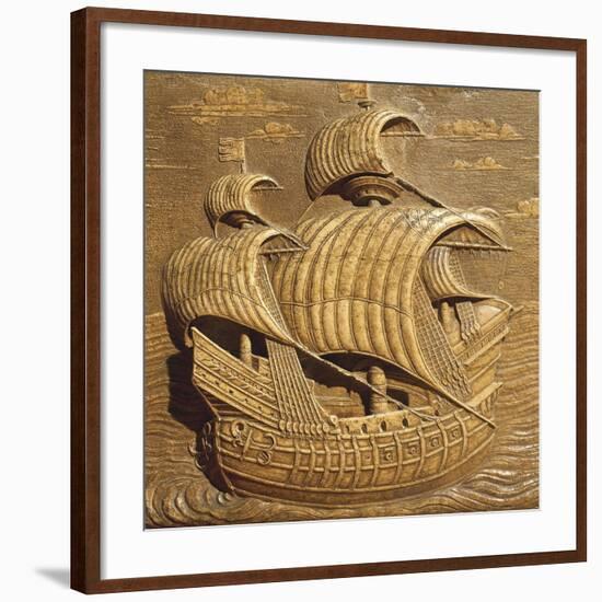 Relief Showing Venetian Galleon-Michele San Micheli-Framed Giclee Print