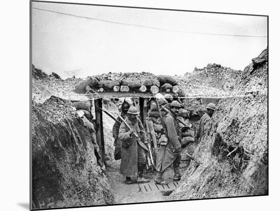 Relief Soldiers in a Trench in Champagne, 1915-16-Jacques Moreau-Mounted Photographic Print