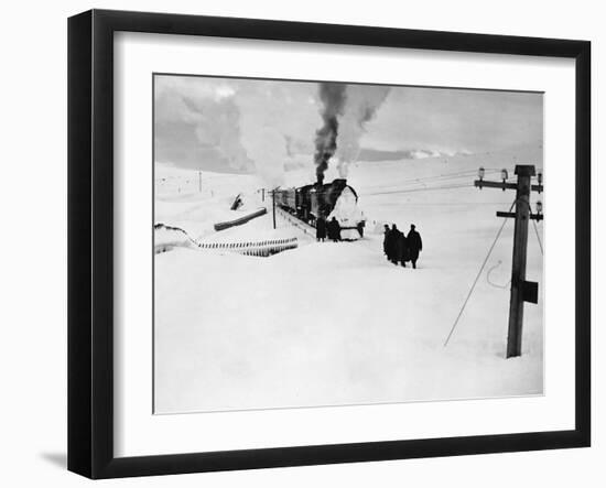 Relief Train Reaches Last Snow Block-null-Framed Photographic Print