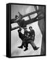 Relief Workers Hanging from Cable in Front of a Giant Beam During the Construction of Fort Peck Dam-Margaret Bourke-White-Framed Stretched Canvas