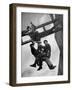 Relief Workers Hanging from Cable in Front of a Giant Beam During the Construction of Fort Peck Dam-Margaret Bourke-White-Framed Premium Photographic Print