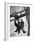 Relief Workers Hanging from Cable in Front of a Giant Beam During the Construction of Fort Peck Dam-Margaret Bourke-White-Framed Premium Photographic Print