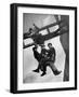 Relief Workers Hanging from Cable in Front of a Giant Beam During the Construction of Fort Peck Dam-Margaret Bourke-White-Framed Photographic Print