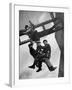 Relief Workers Hanging from Cable in Front of a Giant Beam During the Construction of Fort Peck Dam-Margaret Bourke-White-Framed Photographic Print