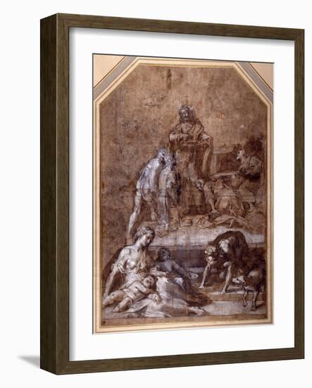 Religious Allegory, the Gathering of the Manna and the Institution of the Eucharist-Federico Barocci-Framed Giclee Print