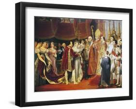 Religious Marriage of Napoleon I and Marie-Louise in Salon Carre at Louvre, on 2 April, 1810-Georges Rouget-Framed Giclee Print