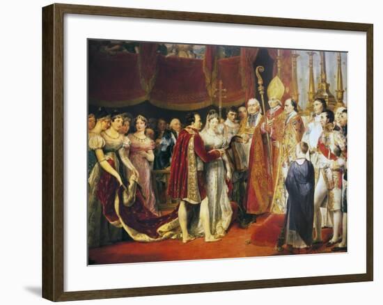 Religious Marriage of Napoleon I and Marie-Louise in Salon Carre at Louvre, on 2 April, 1810-Georges Rouget-Framed Giclee Print