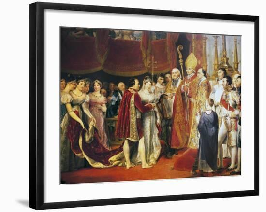 Religious Marriage of Napoleon I and Marie-Louise in Salon Carre at Louvre, on 2 April, 1810-Georges Rouget-Framed Giclee Print